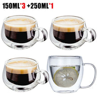 Transparent glass coffee cup milk whiskey tea beer double creative heat resistant cocktail Vodka wine mug Drinkware tumbler cups