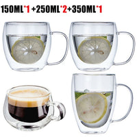 Transparent glass coffee cup milk whiskey tea beer double creative heat resistant cocktail Vodka wine mug Drinkware tumbler cups