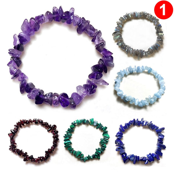 Hot Irregular Natural Crystals Chakras Stone Bracelet Beads Chips Jewelry Bracelets Yellow Crystals Clear Crystals Aquamarines