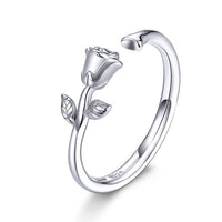 WOSTU Real 925 Sterling Silver Open Ring Finger Adjustable Size Wedding Rings For Women Engagement Fashion Silver Jewelry Gift