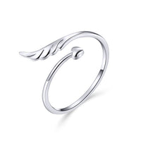 WOSTU Real 925 Sterling Silver Open Ring Finger Adjustable Size Wedding Rings For Women Engagement Fashion Silver Jewelry Gift