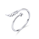 WOSTU Real 925 Sterling Silver Open Ring Finger Adjustable Size Wedding Rings For Women Engagement Fashion Silver Jewelry Gift