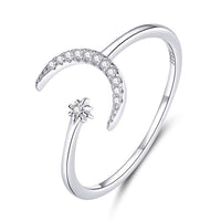WOSTU Real 925 Sterling Silver Open Ring Finger Adjustable Size Wedding Rings For Women Engagement Fashion Silver Jewelry Gift