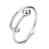 WOSTU Real 925 Sterling Silver Open Ring Finger Adjustable Size Wedding Rings For Women Engagement Fashion Silver Jewelry Gift