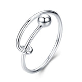 WOSTU Real 925 Sterling Silver Open Ring Finger Adjustable Size Wedding Rings For Women Engagement Fashion Silver Jewelry Gift