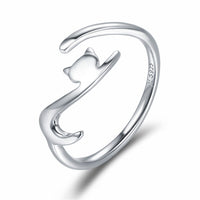 WOSTU Real 925 Sterling Silver Open Ring Finger Adjustable Size Wedding Rings For Women Engagement Fashion Silver Jewelry Gift