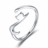 WOSTU Real 925 Sterling Silver Open Ring Finger Adjustable Size Wedding Rings For Women Engagement Fashion Silver Jewelry Gift