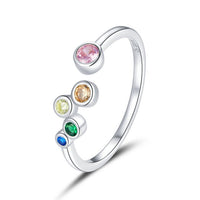 WOSTU Real 925 Sterling Silver Open Ring Finger Adjustable Size Wedding Rings For Women Engagement Fashion Silver Jewelry Gift
