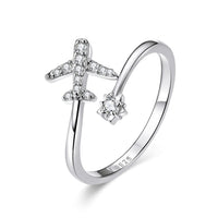 WOSTU Real 925 Sterling Silver Open Ring Finger Adjustable Size Wedding Rings For Women Engagement Fashion Silver Jewelry Gift