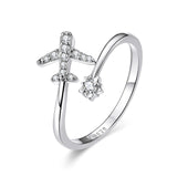 WOSTU Real 925 Sterling Silver Open Ring Finger Adjustable Size Wedding Rings For Women Engagement Fashion Silver Jewelry Gift