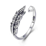 WOSTU Real 925 Sterling Silver Open Ring Finger Adjustable Size Wedding Rings For Women Engagement Fashion Silver Jewelry Gift