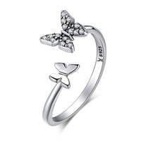 WOSTU Real 925 Sterling Silver Open Ring Finger Adjustable Size Wedding Rings For Women Engagement Fashion Silver Jewelry Gift