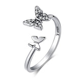 WOSTU Real 925 Sterling Silver Open Ring Finger Adjustable Size Wedding Rings For Women Engagement Fashion Silver Jewelry Gift