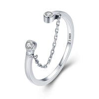 WOSTU Real 925 Sterling Silver Open Ring Finger Adjustable Size Wedding Rings For Women Engagement Fashion Silver Jewelry Gift
