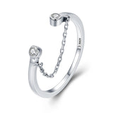 WOSTU Real 925 Sterling Silver Open Ring Finger Adjustable Size Wedding Rings For Women Engagement Fashion Silver Jewelry Gift