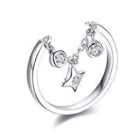 WOSTU Real 925 Sterling Silver Open Ring Finger Adjustable Size Wedding Rings For Women Engagement Fashion Silver Jewelry Gift