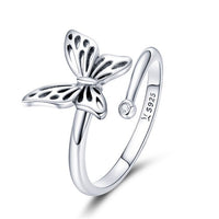 WOSTU Real 925 Sterling Silver Open Ring Finger Adjustable Size Wedding Rings For Women Engagement Fashion Silver Jewelry Gift