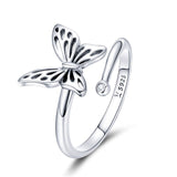 WOSTU Real 925 Sterling Silver Open Ring Finger Adjustable Size Wedding Rings For Women Engagement Fashion Silver Jewelry Gift
