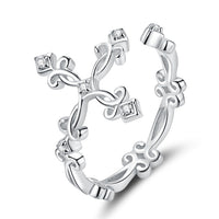 WOSTU Real 925 Sterling Silver Open Ring Finger Adjustable Size Wedding Rings For Women Engagement Fashion Silver Jewelry Gift