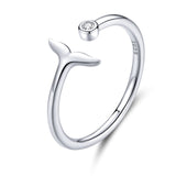 WOSTU Real 925 Sterling Silver Open Ring Finger Adjustable Size Wedding Rings For Women Engagement Fashion Silver Jewelry Gift