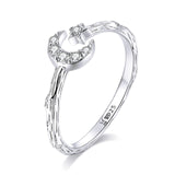 WOSTU Real 925 Sterling Silver Open Ring Finger Adjustable Size Wedding Rings For Women Engagement Fashion Silver Jewelry Gift