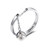 WOSTU Real 925 Sterling Silver Open Ring Finger Adjustable Size Wedding Rings For Women Engagement Fashion Silver Jewelry Gift