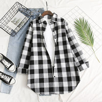 Hot sale blouse, classic red plaid blouse, lapel long-sleeved printed blouse, single-breasted blouse