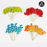 24pcs Birthday Dinosaur Party Cupcake Wrappers Toppers Cake Decorations Baby Shower 2nd 3rd 4th 5th Birthday Dino Party Supplies