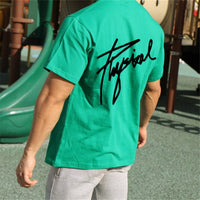 Casual Loose t shirt Men Gym Fitness Cotton T-Shirt Male Fashion Print Short sleeve Tee shirt Tops Summer Sport Workout Clothing