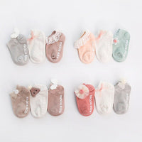 3 Pairs/Pack Baby Socks Newborn Cotton Ankle Socks Toddler Anti-slip Floor Sock Baby Girls Bowknot Flower Socks Princess