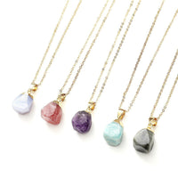 Fashion Quartz Pendant Necklace Natural Stone Irregular Crystal Necklace Female Bohemian Jewelry