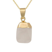 Fashion Quartz Pendant Necklace Natural Stone Irregular Crystal Necklace Female Bohemian Jewelry