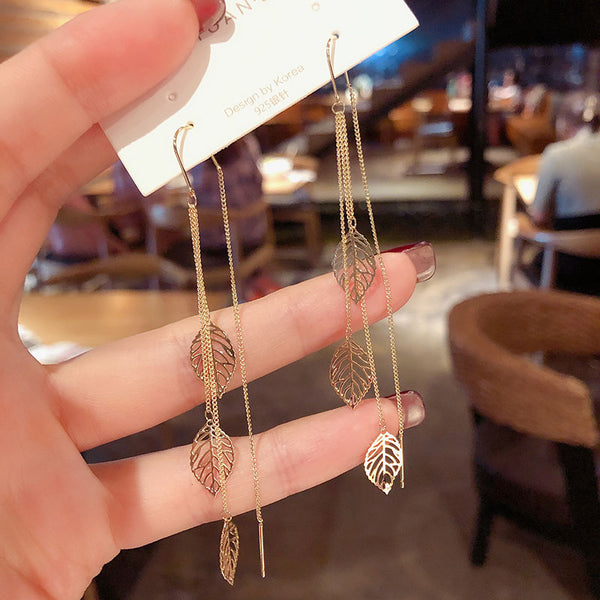 Vintage hollow leaf metal pendant ear line Long Tassel 2020 Trend exquisite Jewelry Earrring Fashion Simple Women&#39;s Ear Jewelry