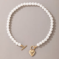 Vintage Style Simple 6MM Pearl Chain Choker Necklace For Women Wedding Love Shell Pendant Necklace Fashion Jewelry Wholesale