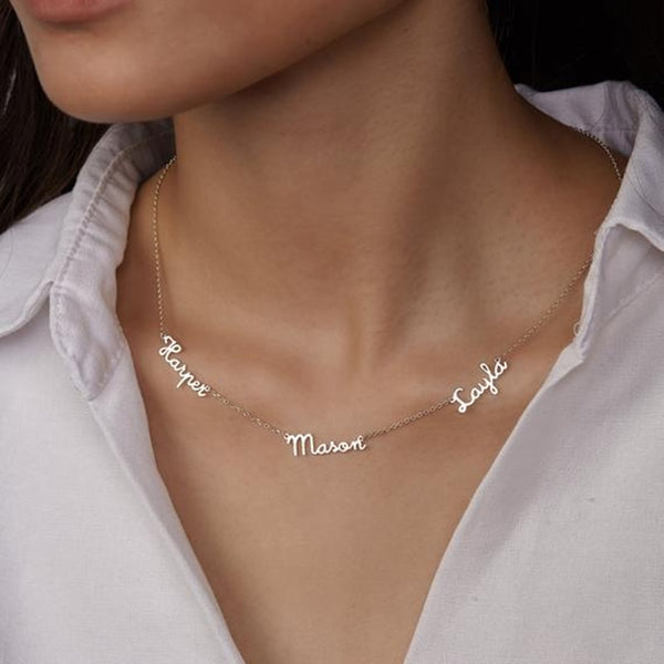 VishowCo Custom Name Necklace Stainless Steel Personalized Multiple Name Necklace Nameplate Pendant Necklaces Jewelry Best Gift