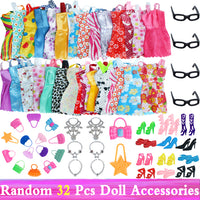 Random 1 Set Doll Accessories for Barbie Doll Shoes Boots Mini Dress Handbags Crown Hangers Glasses Doll Clothes Kids Toys 12&#39;&#39;