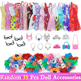 Random 1 Set Doll Accessories for Barbie Doll Shoes Boots Mini Dress Handbags Crown Hangers Glasses Doll Clothes Kids Toys 12&#39;&#39;