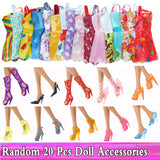 Random 1 Set Doll Accessories for Barbie Doll Shoes Boots Mini Dress Handbags Crown Hangers Glasses Doll Clothes Kids Toys 12&#39;&#39;