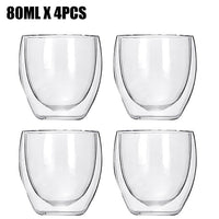 Transparent glass coffee cup milk whiskey tea beer double creative heat resistant cocktail Vodka wine mug Drinkware tumbler cups