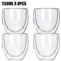 Transparent glass coffee cup milk whiskey tea beer double creative heat resistant cocktail Vodka wine mug Drinkware tumbler cups