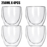 Transparent glass coffee cup milk whiskey tea beer double creative heat resistant cocktail Vodka wine mug Drinkware tumbler cups
