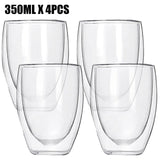Transparent glass coffee cup milk whiskey tea beer double creative heat resistant cocktail Vodka wine mug Drinkware tumbler cups