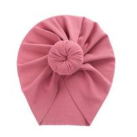 Solid Ribbed Bunny Knot Turban Hats for Baby Boys Girls Beanies Striped Thin Elastic Caps Bonnet Newborn Toddler 0-4T Headwraps