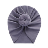 Solid Ribbed Bunny Knot Turban Hats for Baby Boys Girls Beanies Striped Thin Elastic Caps Bonnet Newborn Toddler 0-4T Headwraps