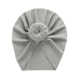 Solid Ribbed Bunny Knot Turban Hats for Baby Boys Girls Beanies Striped Thin Elastic Caps Bonnet Newborn Toddler 0-4T Headwraps