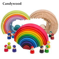 Baby Large Rainbow Stacker Stacking Waldorf Dolls Games Kids Creative Building Blocks Montessori Educational Wooden Toy Children