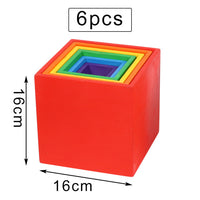 Baby Large Rainbow Stacker Stacking Waldorf Dolls Games Kids Creative Building Blocks Montessori Educational Wooden Toy Children