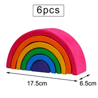 Baby Large Rainbow Stacker Stacking Waldorf Dolls Games Kids Creative Building Blocks Montessori Educational Wooden Toy Children
