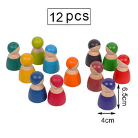 Baby Large Rainbow Stacker Stacking Waldorf Dolls Games Kids Creative Building Blocks Montessori Educational Wooden Toy Children
