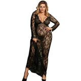 Ohyeahlady Long Sleepwear Gown Sheer Lace Trim Nuisette Sexy Nightwear Women See Through Camison Blanco Sleep Lingerie R80497